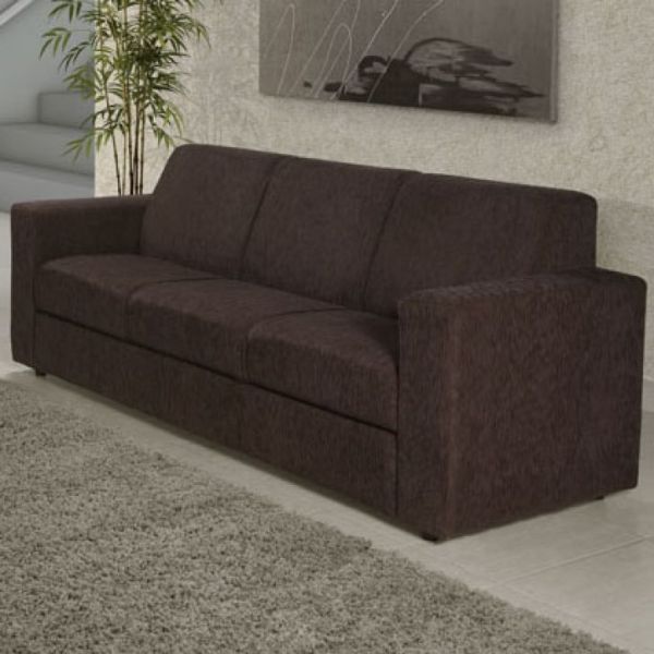 SOFÁ CHENILLE MARROM 3 LUGARES